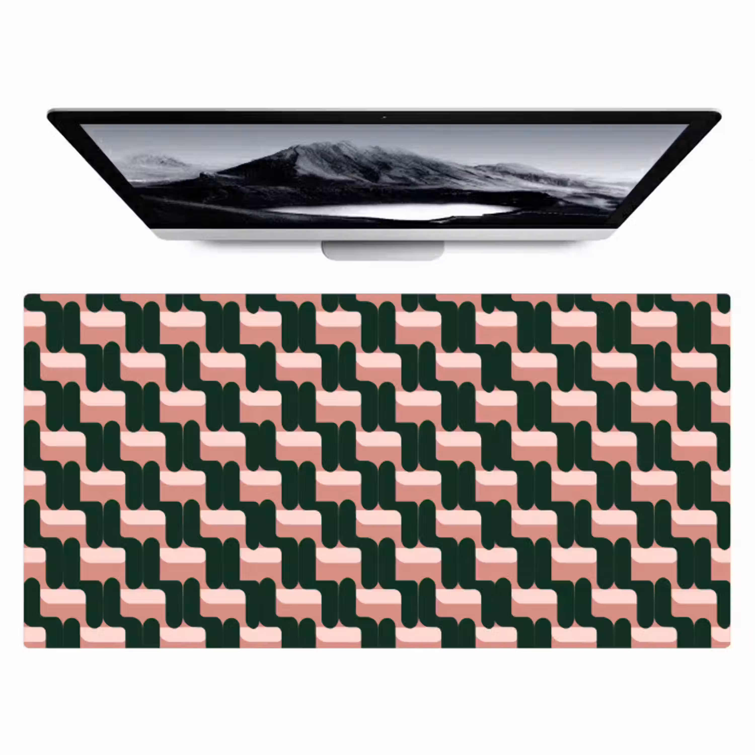 Vlechtpatroon - Groen - Roze - Geometrisch Muismat XXL klein 681 -zzz3d