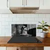 Golden Retriever - Hond - Vrolijk -  Bord spaghetti - Zwart - wit keuken achterwand spatscherm klein -sfeer2