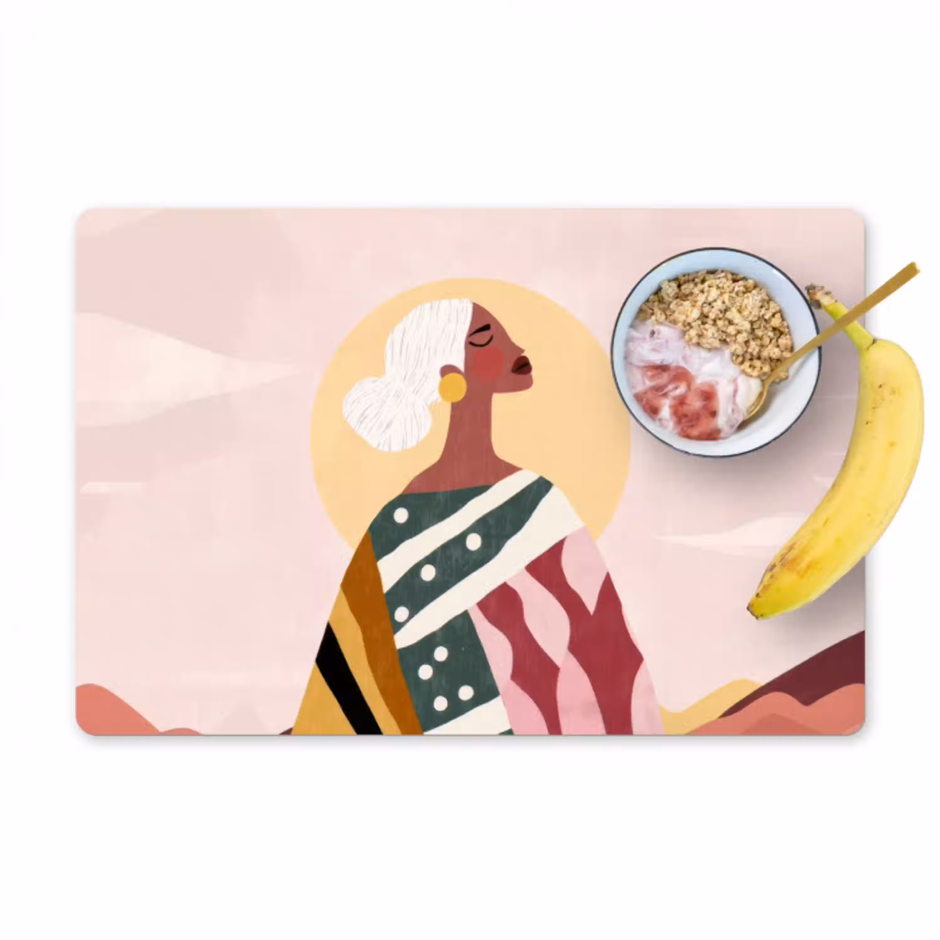 Vrouw - Zon - Kleurrijk Placemat vinyl groot -zzzproduct_Kitchenyeah-website