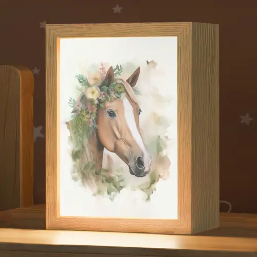 Paard - Bloemen - Natuur - Waterverf - Dieren Light Box met kabel klein -zzz_3d_website