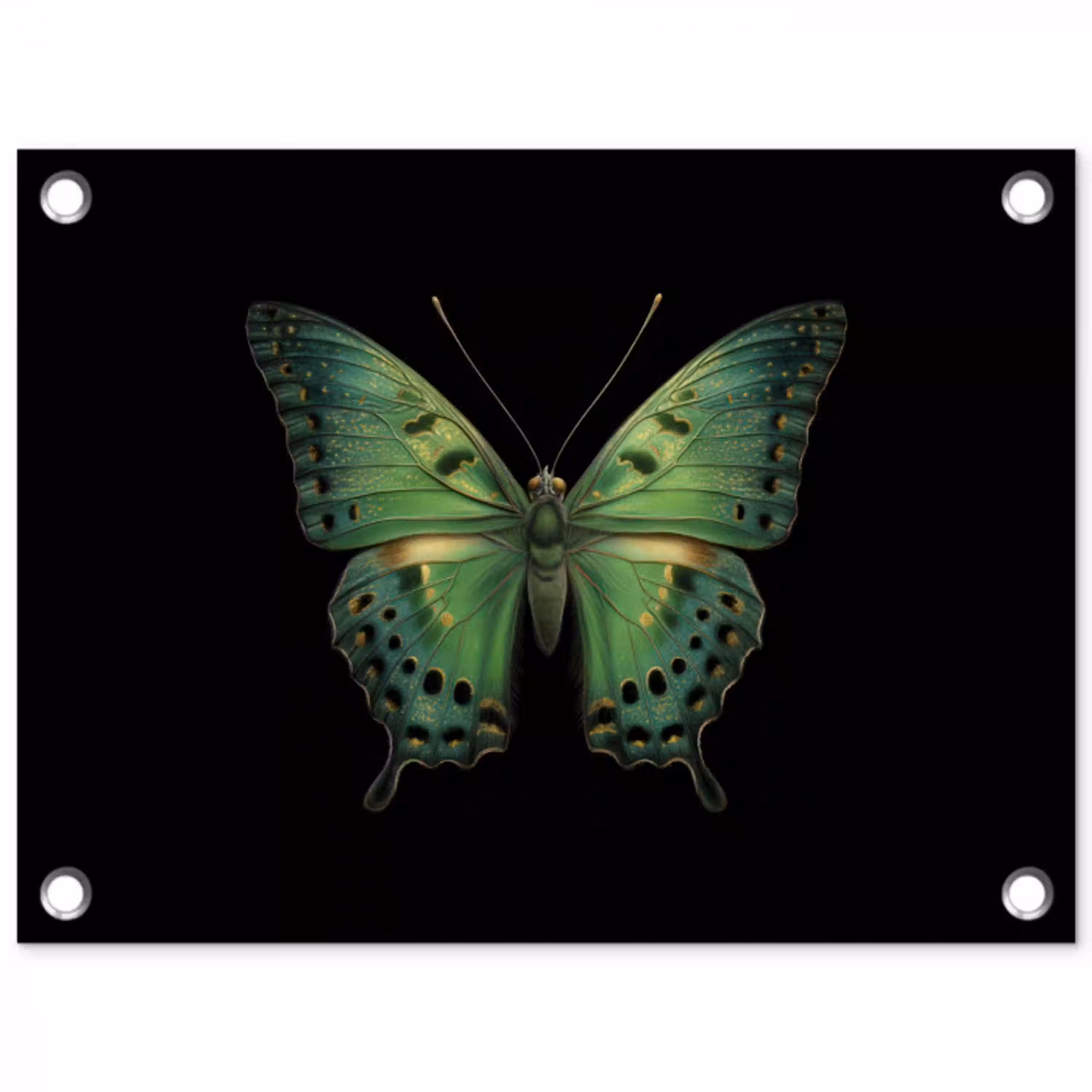 Vlinder - Groen - Diepte tuinposter los doek klein -3d