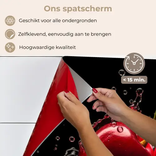 Kersen - Rood - Fruit - Water - Zwart keuken achterwand spatscherm klein -spatscherm_NL