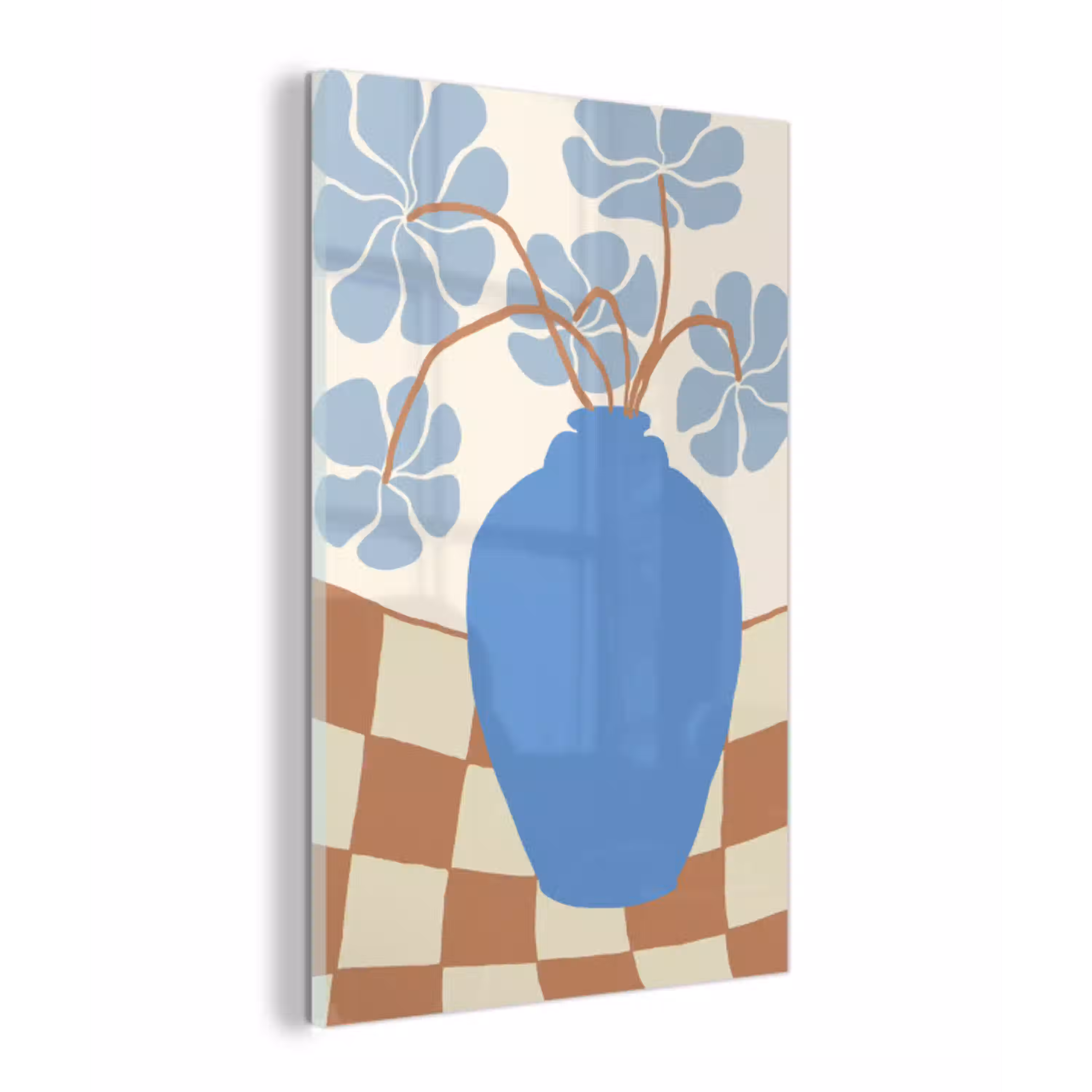 Bloemen - Pot - Blauw - Abstracte kunst plexiglas 5mm klein -z3d