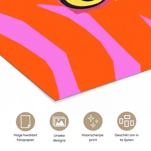 Zebraprint - Grafisch - COOL - Oranje poster papier klein -closeup_NL