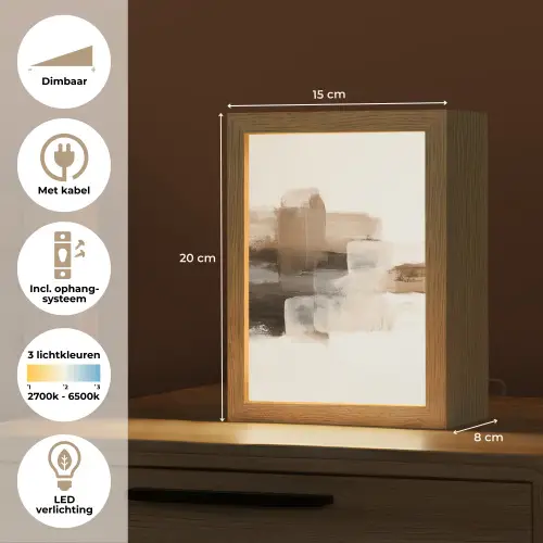 Penseelstreken - Abstract landschap - Rust Light Box met kabel (Tafellamp) klein -USP_NL