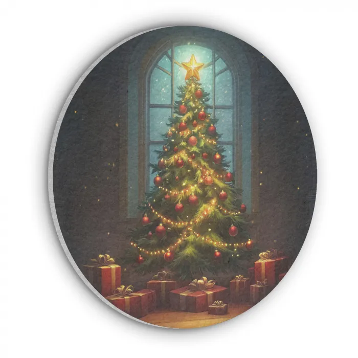 Kerstboom - Cadeau - Kerst - Winter Akoestische PET Vilt - Rond klein -3d