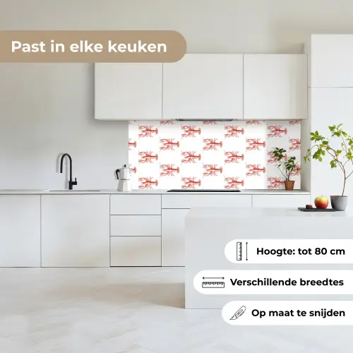 Kreeften - Rood - Patroon keuken achterwand 2 middel -sfeer4_NL