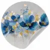 Bloemen - Blauw - Abstract Wandcirkel behangsticker klein -3d