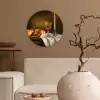 Fruit -  Stilleven - Wijn - Kaars Wandcirkel plexiglas klein -sfeer1
