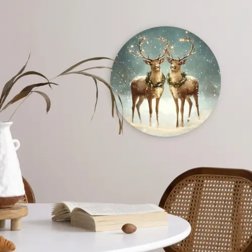 Kerstmagie - Winterwoud - Rendier Wandcirkel kunststof plaat 5mm dik klein -sfeer4