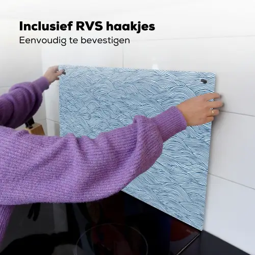 Golven - Ritmisch - Blauw Inductie beschemer met haakjes klein 777 -ky-ophangen-nl