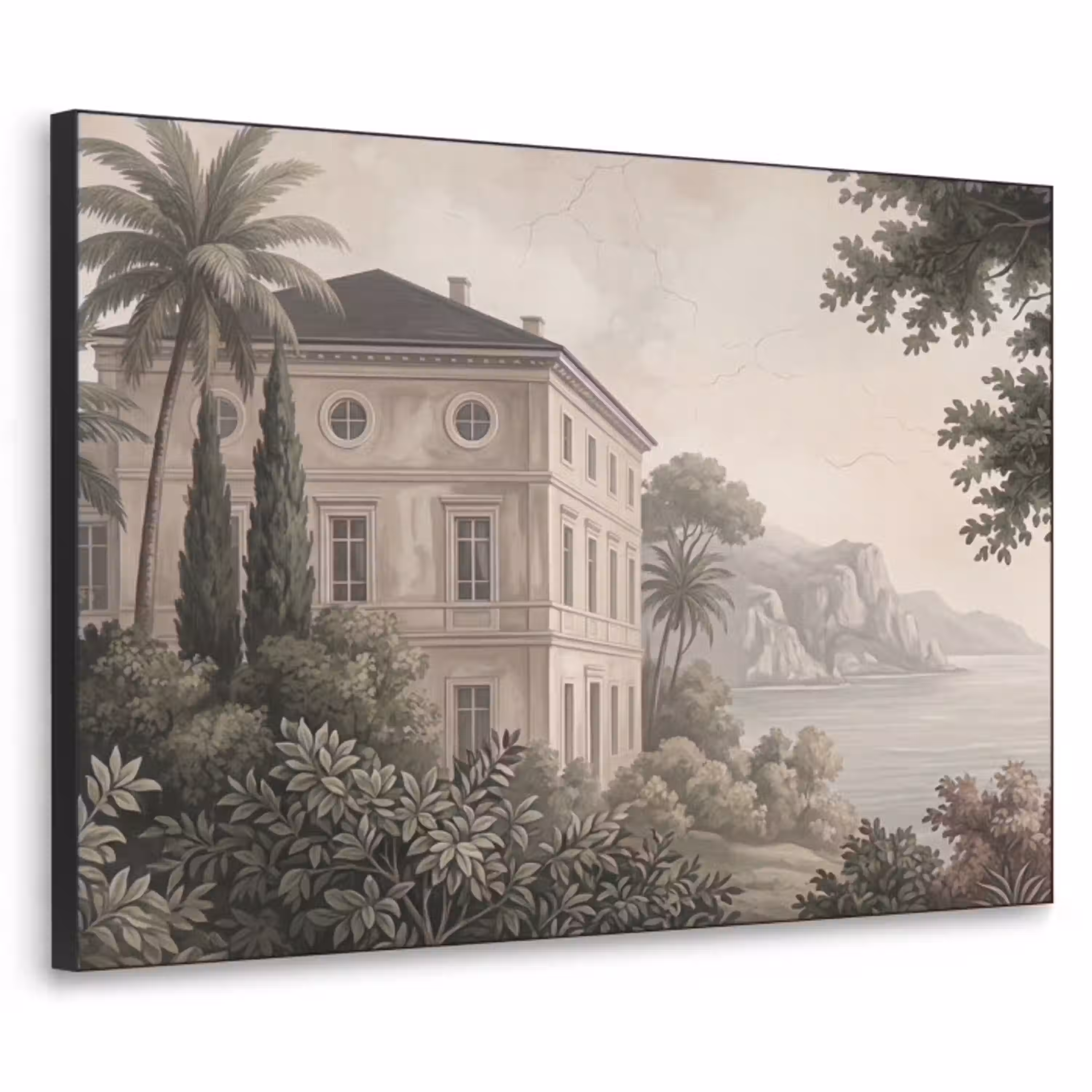 Zee - Villa - Beige Textielframe zwart klein -3d