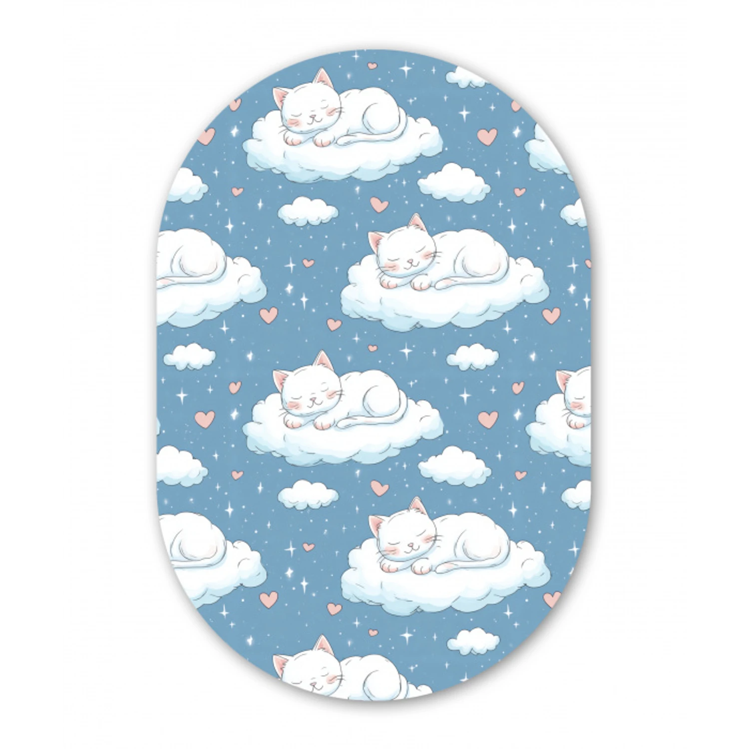Kitten - Wolken - Blauw Wandcirkel Ovaal Aluminium middel 839 -3d