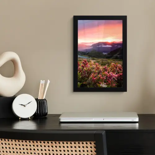 Bloemen - Bergen - Landschap - Nacht - Lucht - Roze fotolijst zwart zonder passe partout klein -sfeer1