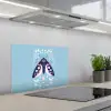 Bladeren - Wit - Vlinder - Insect keuken achterwand spatscherm klein -3d_schuin