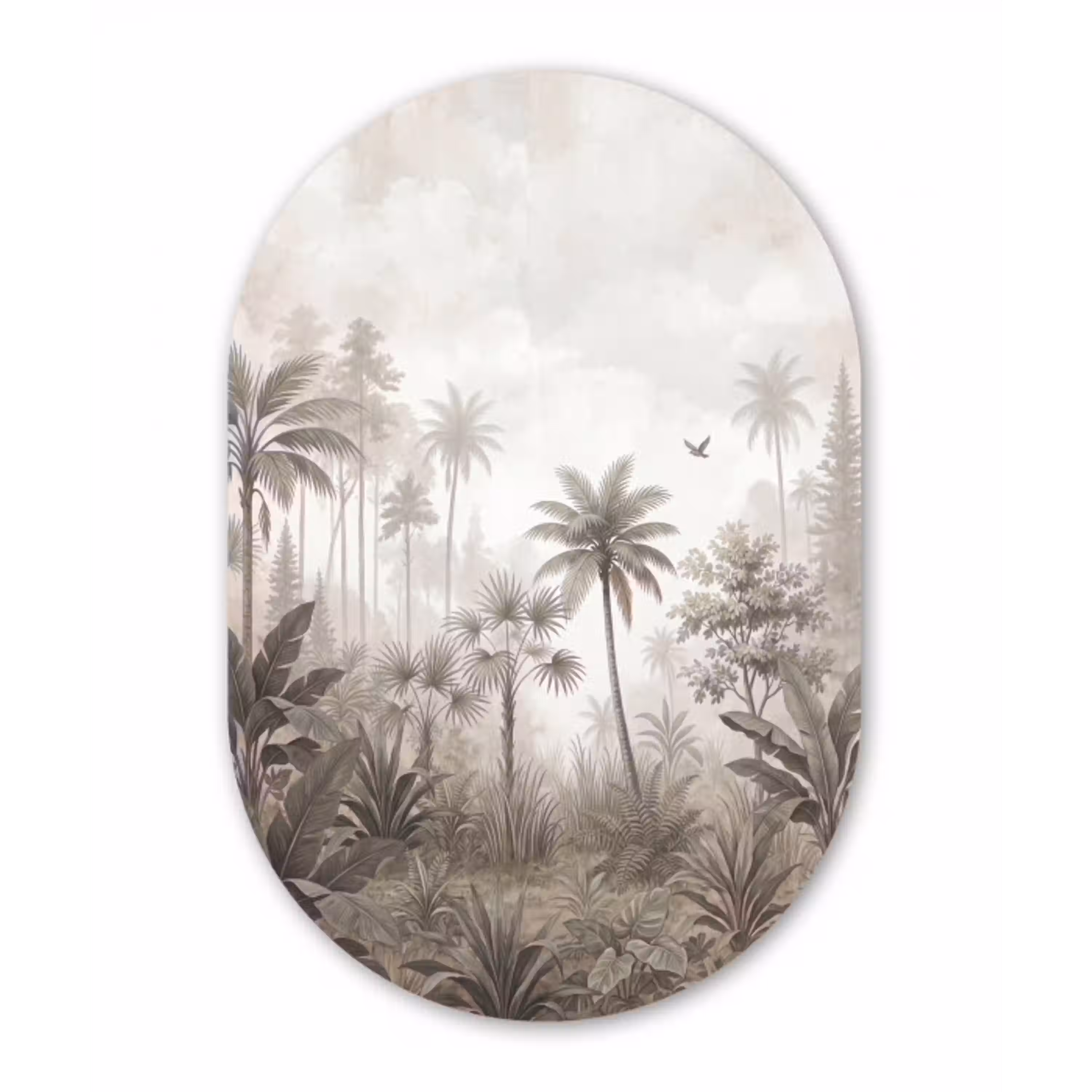 Jungle - Palmbomen - Natuur Wandcirkel Ovaal Aluminium middel -3d
