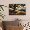 Bankje - Boom - Klaprozen - Heuvels canvas 2cm klein -sfeer1