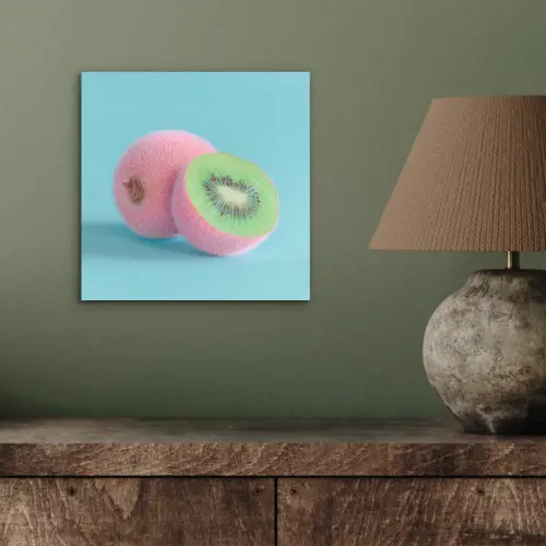 Kiwi - Blauw - Surrealistisch aluminium wit klein -sfeer2