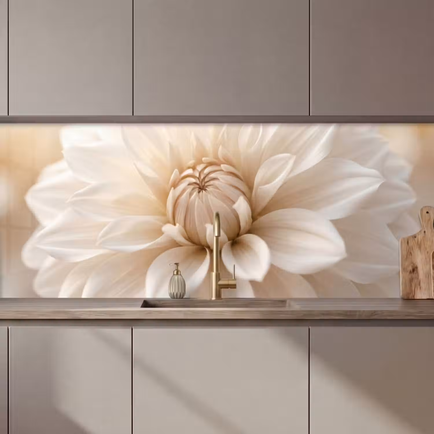 Küchenrückwand - Blume - Dahlie - Weiß