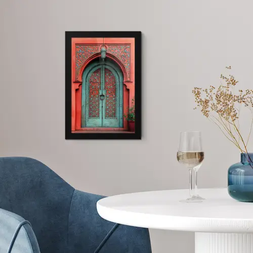 Lantaarn - Deur - Turquoise fotolijst zwart zonder passe partout klein -sfeer4