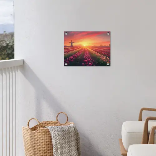 Windmolen - Zonsondergang - Landschap tuinposter los doek klein -sfeer8