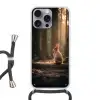 Konijn - Bos - Zonnestralen Hoesje iPhone 16 Pro Max met koord klein -3d