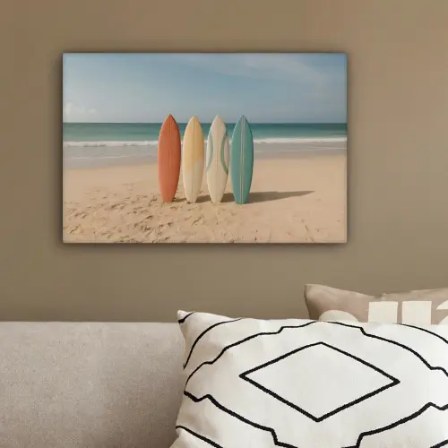 Strand - Surfbord - Pastel canvas 2cm klein -sfeer3