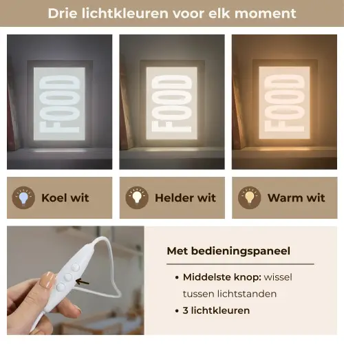 Food - Eten - Decoratie - Japandi Light Box met kabel (Wandlamp) klein -USP_lichtkleurNL