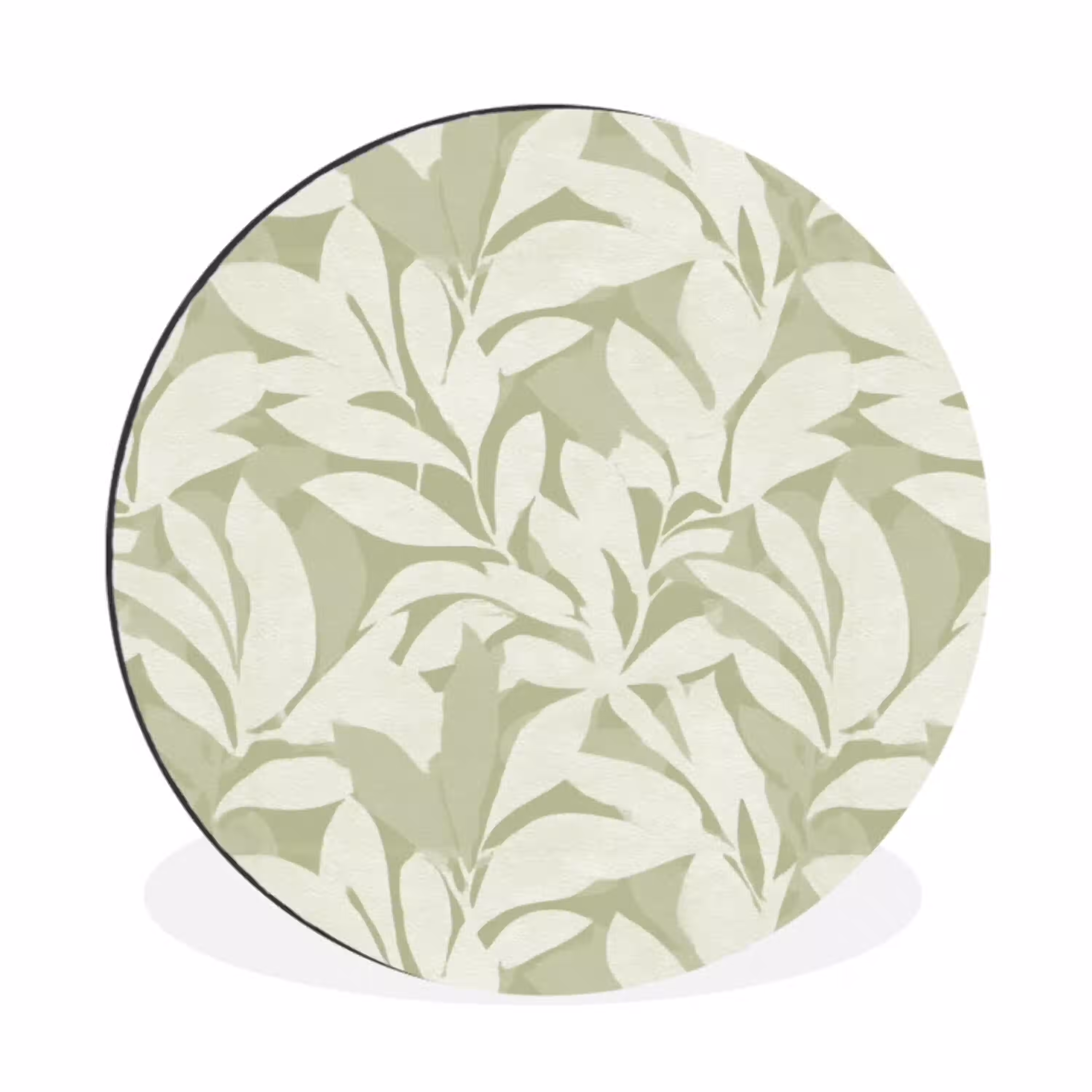 Saliegroen - Botanisch - Minimalistisch - Patroon Wandcirkel aluminium klein 190 -3d