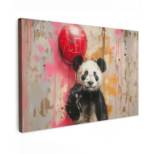 Graffiti - Panda - Ballon - Street art - Banksy canvas 2cm klein -z3d