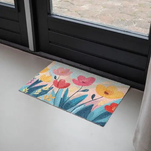 Illustratie - Bloemen - Kleurrijk Deurmat klein -sfeer2