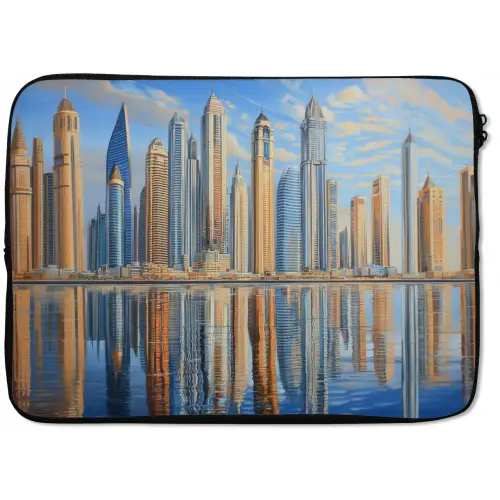 Skyline - Wolkenkrabbers - Water - Blauw laptophoes neopreen klein -zkaufland3dotto