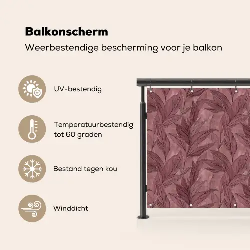 Bladeren - Patroon - Paars Balkonbeschermer Duitsland klein 596 -specs_NL