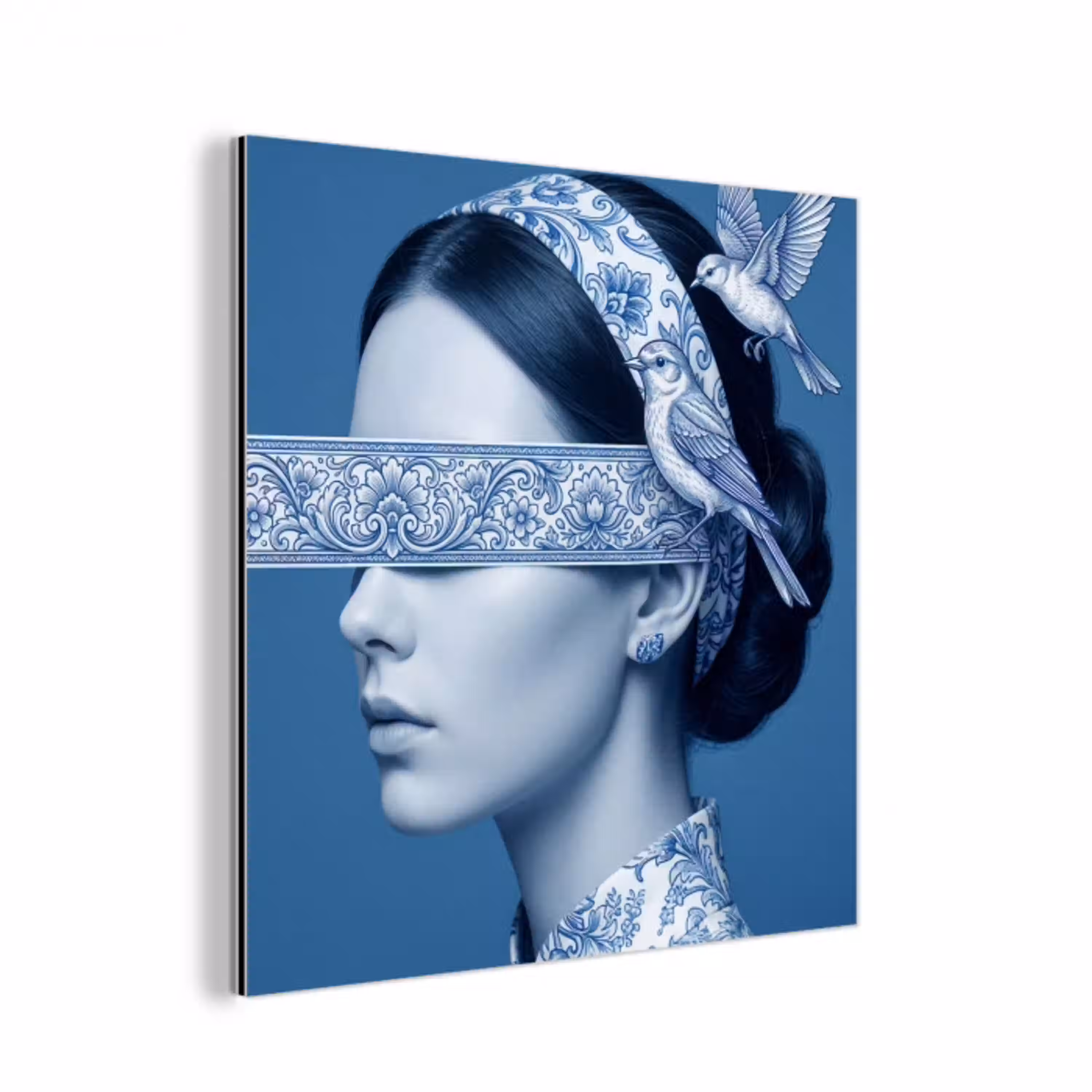Portret - Klassiek - Wit - Blauw aluminium wit klein -3d