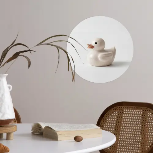 Badeend - Minimalistisch - Wit Wandcirkel behangsticker klein -sfeer3