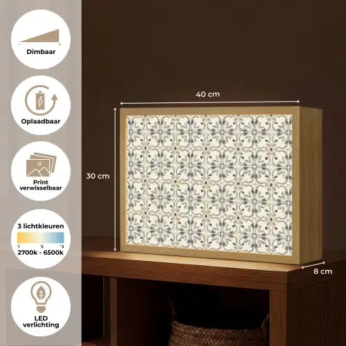 Floraal - Patroon - Kleurrijk Light Box met batterij (Wandlamp) middel 907 -USP_websiteoverzichtNL