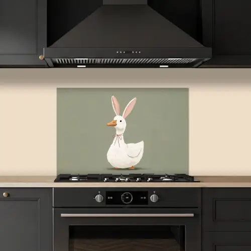 Eend - Konijnoren - Grijs keuken achterwand spatscherm klein -sfeer1