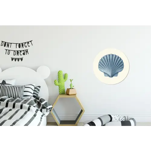 Ribbels - Blauw - Schelp Wandcirkel aluminium klein -kinderkamer