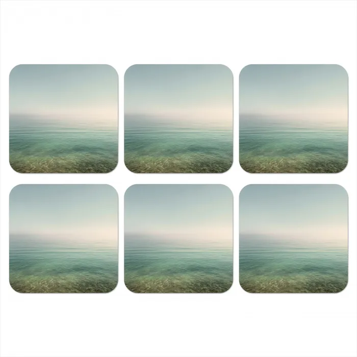 Zee - Horizon - Blauw - Mist onderzetter kurk middel -3d