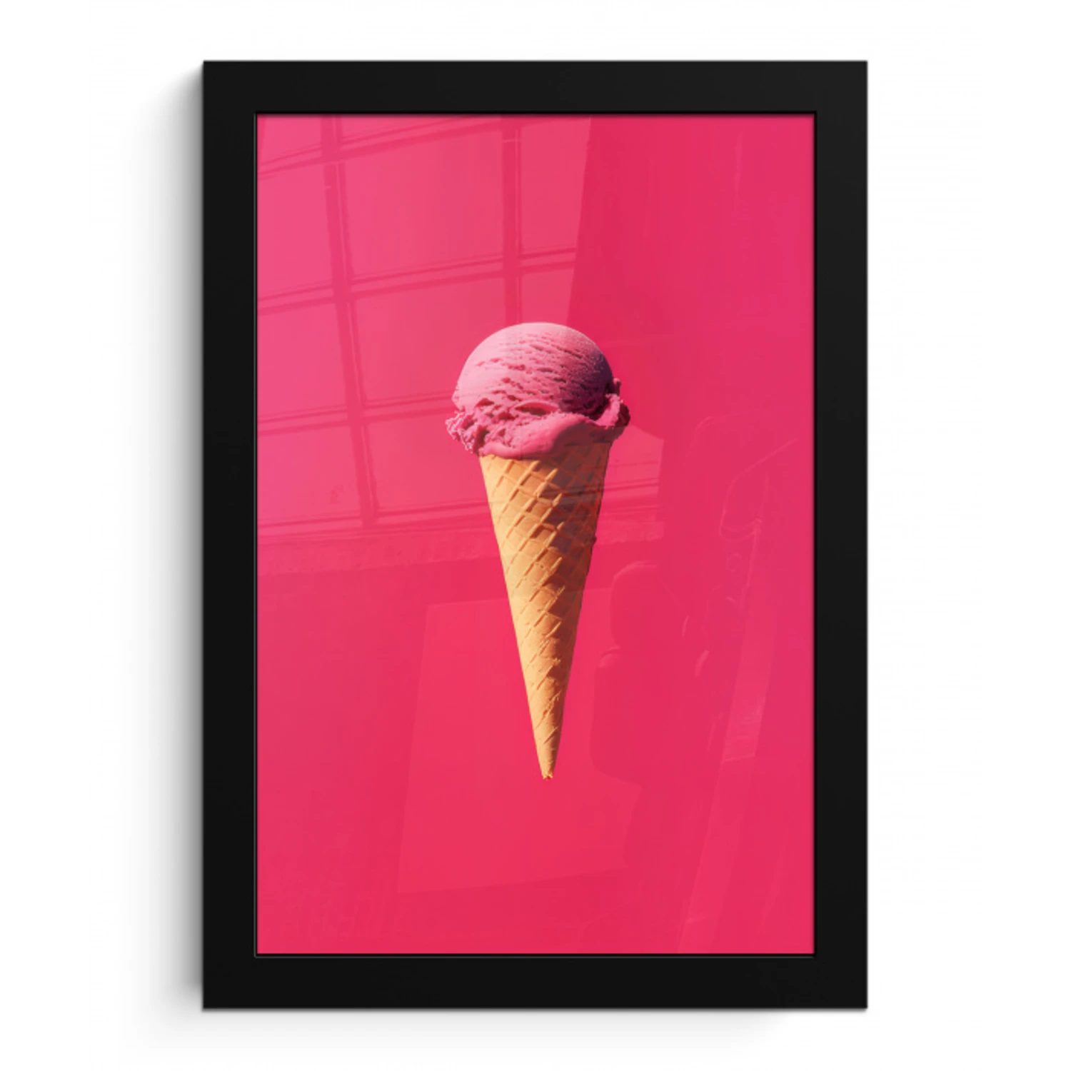 Schepijs - Roze - Hoorntje fotolijst zwart zonder passe partout klein -3d