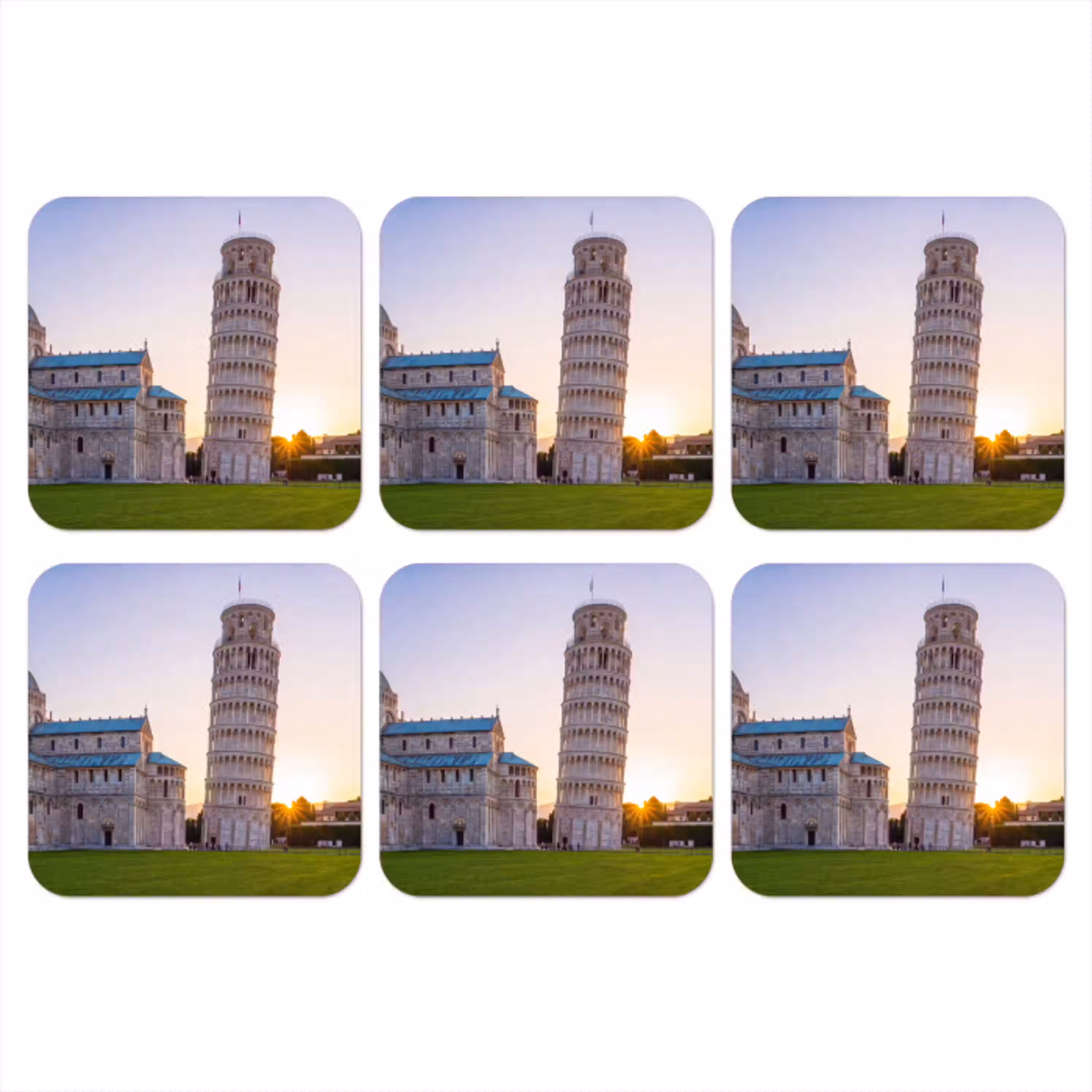 Architectuur - Toren - Pisa - Italië - Zonsondergang onderzetter kurk middel -3d