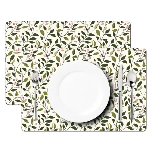 Bladeren - Bessen - Roze Placemat vinyl groot 368 -zzsfeer2_Kitchenyeah-website