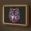 Wolf - Kleurrijk - Zwart - Dieren - Neon Light Box met batterij (Wandlamp kind) middel -z3d_website