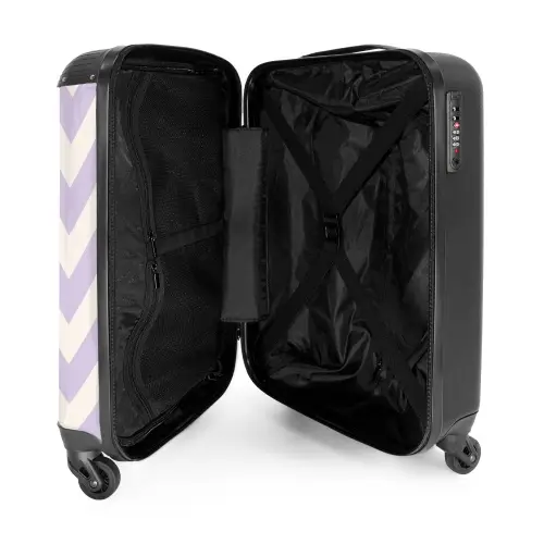 Zigzag patroon in paars en wit NBS - Handbagage koffer - Kinderen Unisex middel -binnenkant