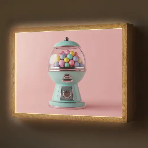 Kauwgom - Retro - Snoep - Roze Light Box met batterij (Wandlamp) middel -z3d_website
