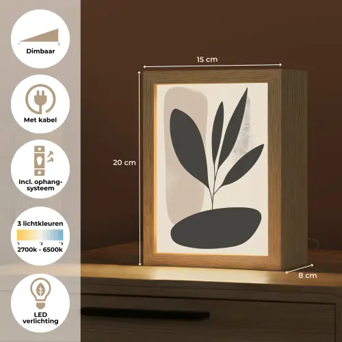 Plant - Beige - Japandi Light Box met kabel (Tafellamp) klein -USP_NL