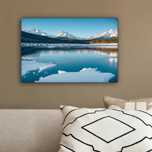 Landschap - Winter - Meer - Bergen - Uitzicht - IJs canvas 2cm klein -sfeer3