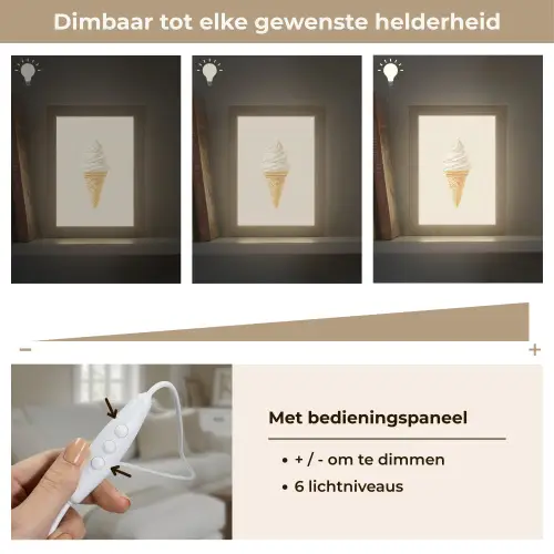 Softijs - Hoorntje - Wit Light Box met kabel (Tafellamp) klein -USP_dimbaarNL