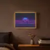 Skyline - Zon - Neon - Rasterpatroon Light Box met batterij (Wandlamp) middel -sfeer4
