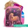 Paard - Bloemen - Paars - Vlinder Kinderrugzak - Roze middel -inhoud_NL